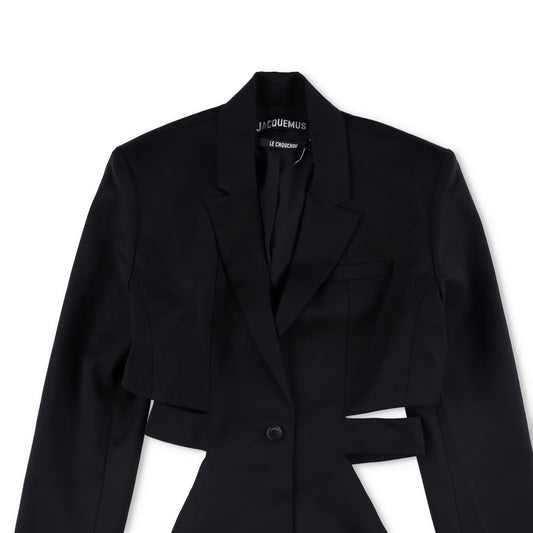 JACQUEMUS Womens La Robe Bari Long Sleeve Side C/O Mini Dress Black 40 RRP 830 — View 2