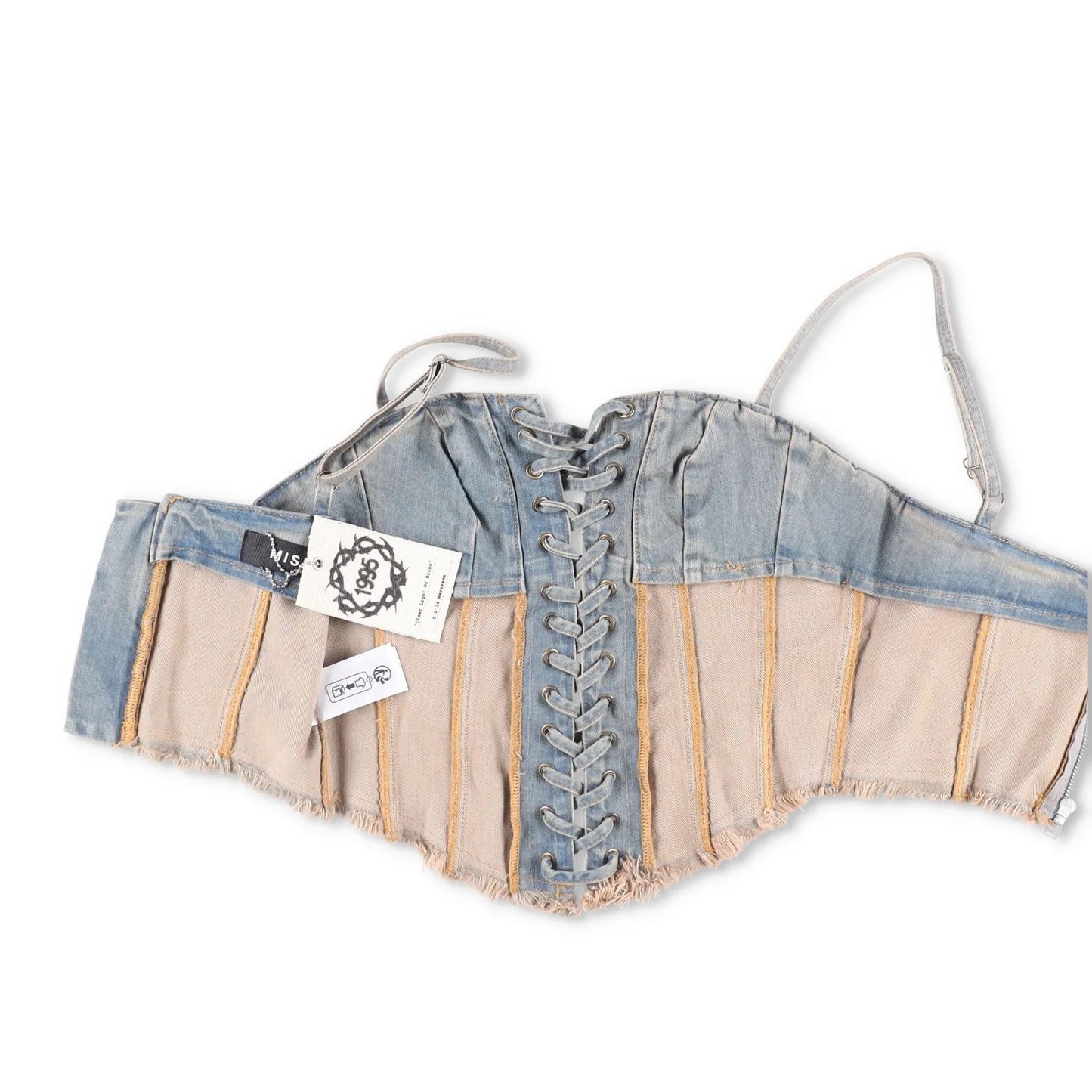MISBHV Womens Sunset Wash Lara Laced Denim Corset Blue Sleeveless Size M RRP 240 — View 5