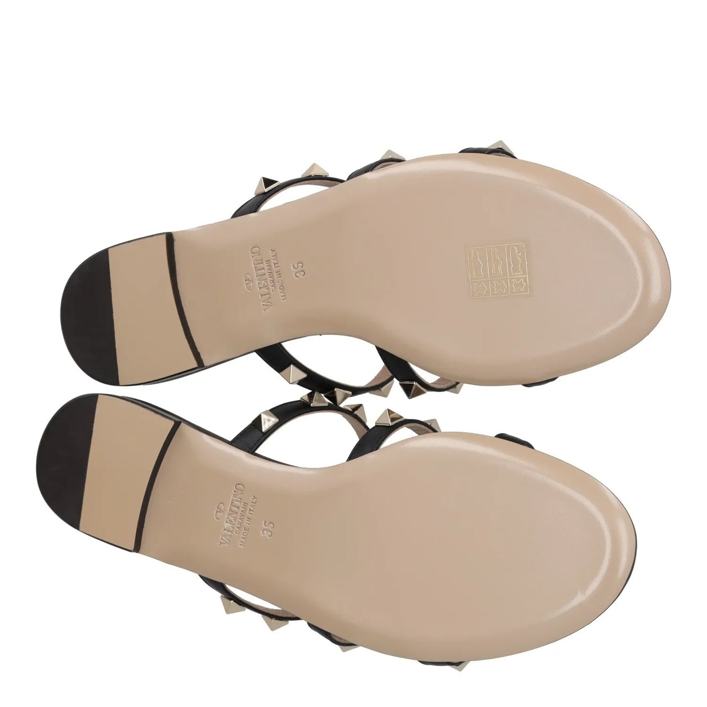 VALENTINO Womens Studded Flat Sandals Black Leather Open Toe UK 2 RRP 680 — View 8