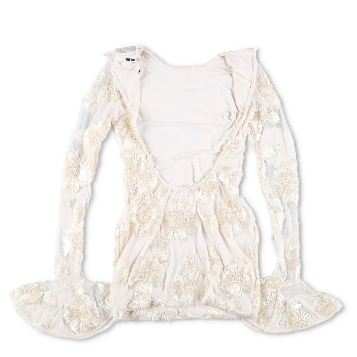 ROTATE Womens Dress Polyester Blend Ivory Lace Floral Flared Sleeve UK 10 RRP200 — View 10