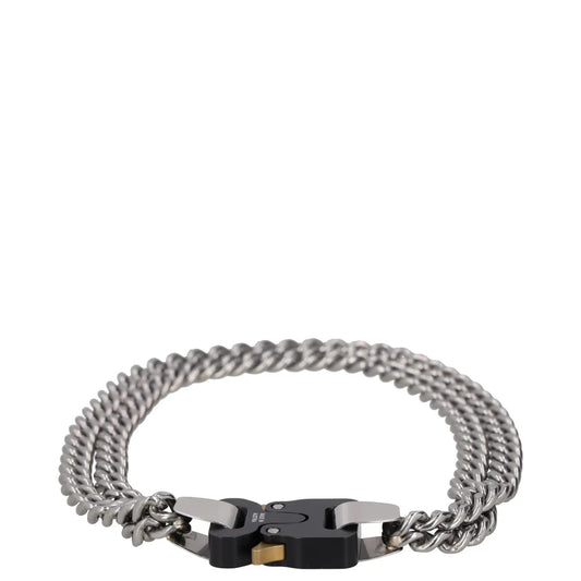 1017 ALYX 9SM Women Chain Necklace Grey Metal Stainless Steel Turn Lock S RRP400 — View 2