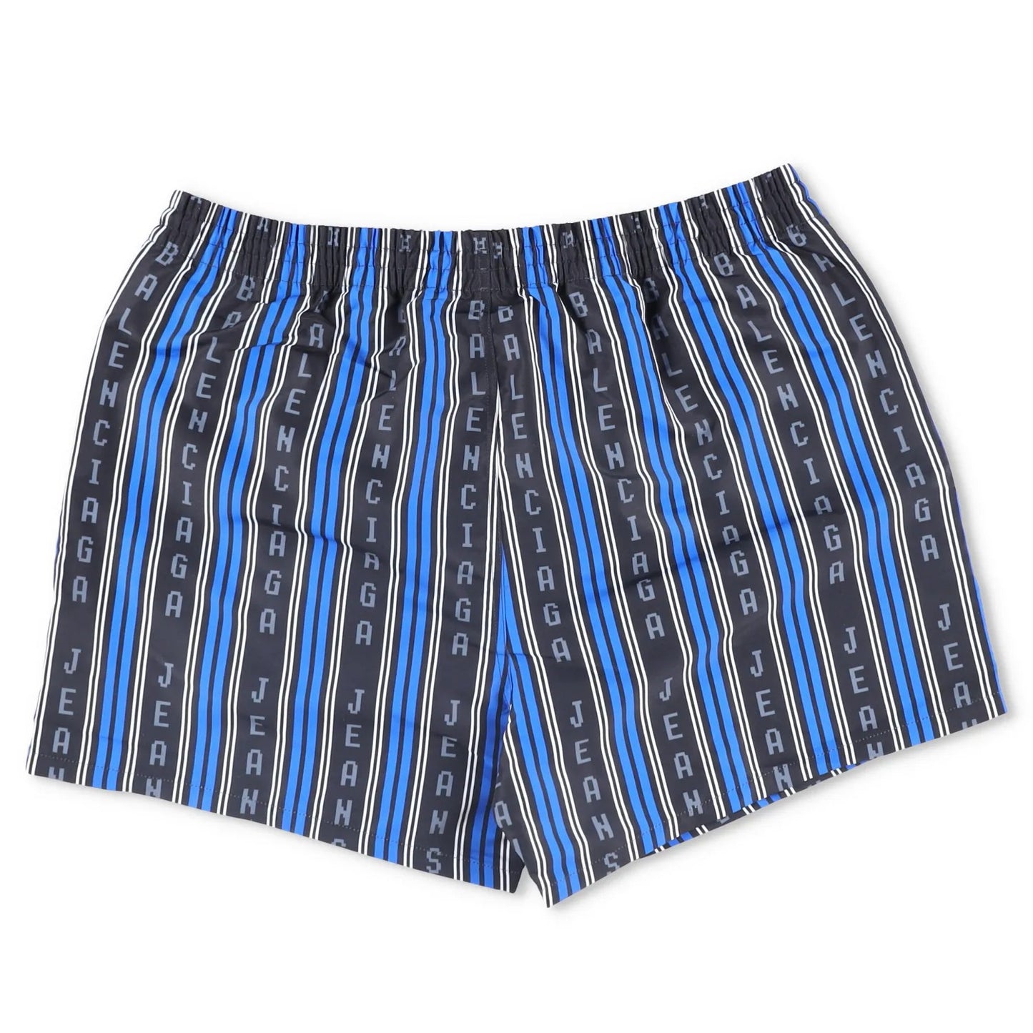 BALENCIAGA Men Swim Shorts Bottoms Striped Black Blue Grey Elastic Size M RRP495 — View 9