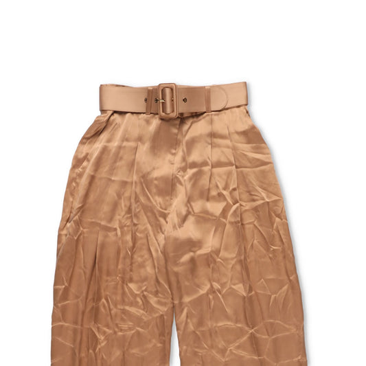ZIMMERMANN Womens Silk Tuck Pant Sand Brown Wide Leg Trousers UK 8 RRP 375 — View 2