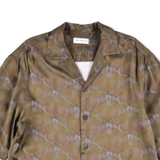 DRIES VAN NOTEN Mens Cassi Embroider Shirt Button-Up Green Short Sleeve S RRP753 — View 2