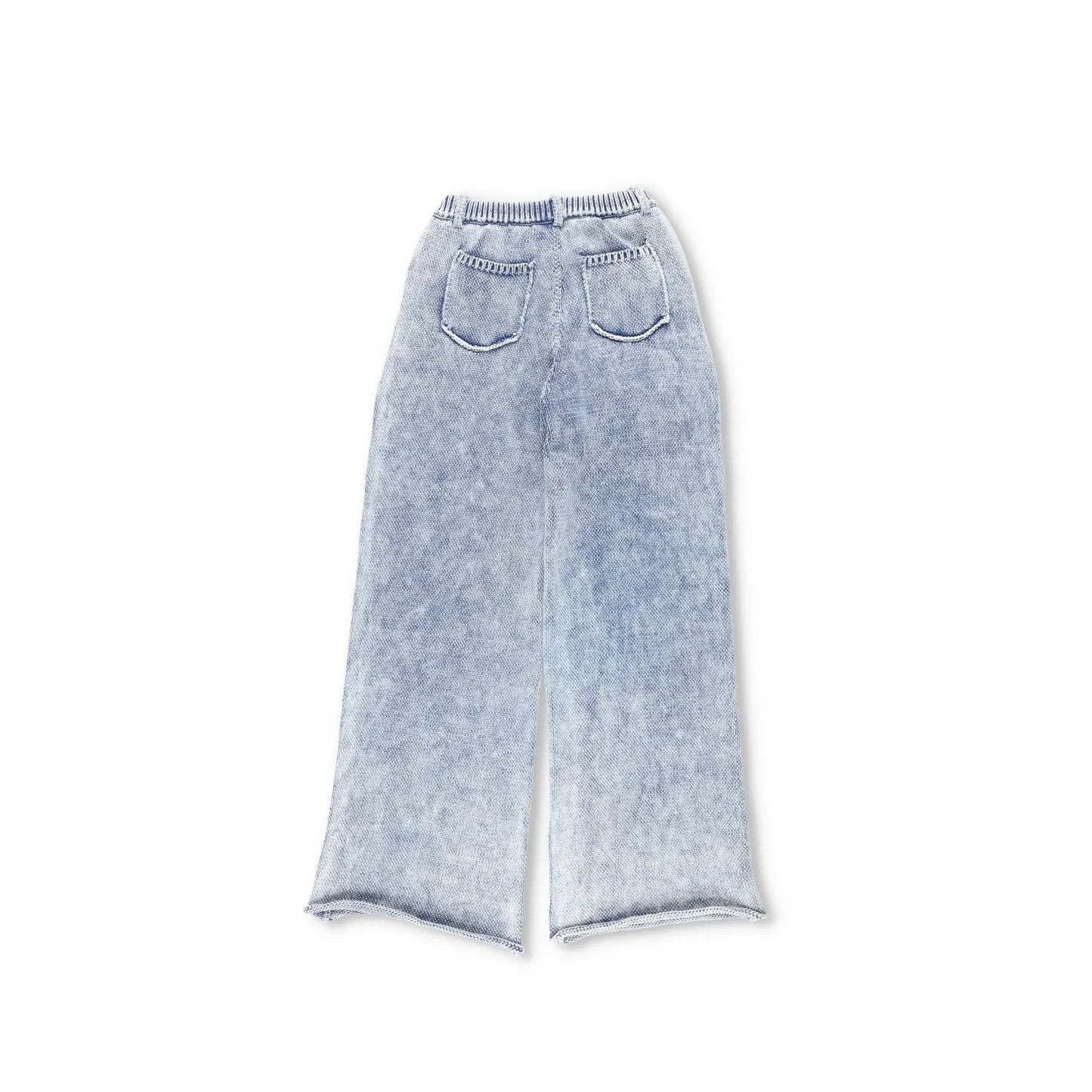 AYA MUSE Womens Beren Mid Waist Wide Leg Knit Trousers Blue Size M RRP 422 — View 8