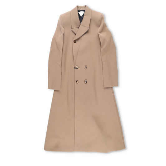 BOTTEGA VENETA Womens Long Beige Wool Coat Double Breasted Size 40 RRP 3500 — View 2