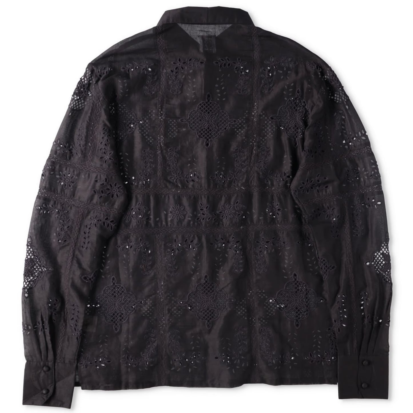 73 LONDON Mens Cut Work Broderie Long Sleeve Shirt Button-Up Black 42 RRP 443.9 — View 9