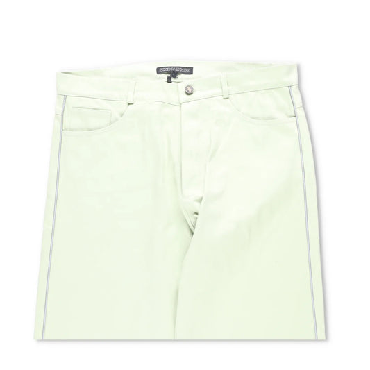ROBYN LYNCH Mens Piping Jeans Green Straight Denim Mid Rise Logo Button M RRP390 — View 2