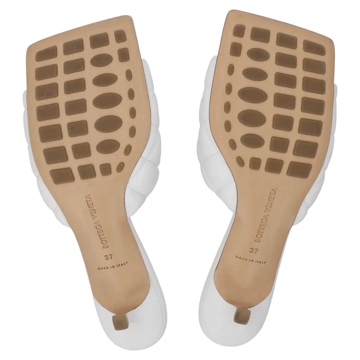 BOTTEGA VENETA Womens Mule Mid Heel Leather Quilted Square Toe White EU34 RRP810 — View 9