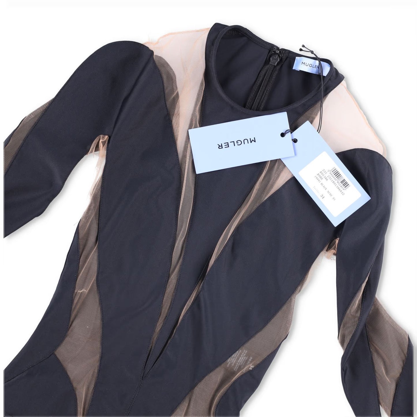 MUGLER Bodycon Mini Dress Black Nude 01 Black Mini Dresses Size 34 RRP 650 — View 7