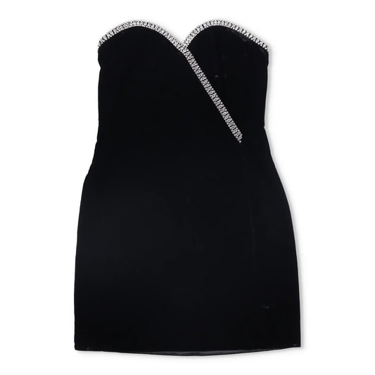 SAINT LAURENT Womens Dress Mini Black Sweetheart Neck Diamante Velvet 34 RRP2840 — View 2