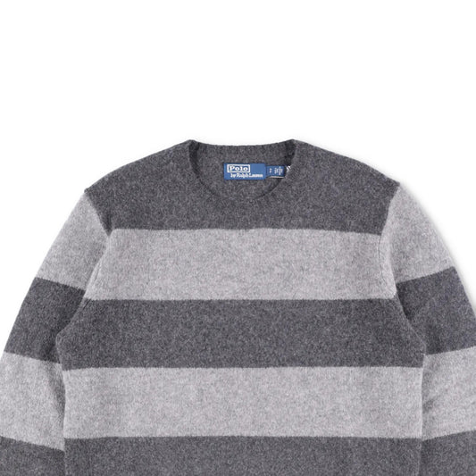 POLO RALPH LAUREN Mens Jumper Grey Knit Logo Striped Long Sleeve Size S RRP 395 — View 2
