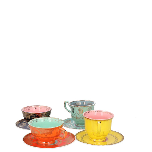 POLS POTTEN Set Of 4 Grandpa Tea Set Teacups and Saucers Multicoloured OS RRP115 — View 2