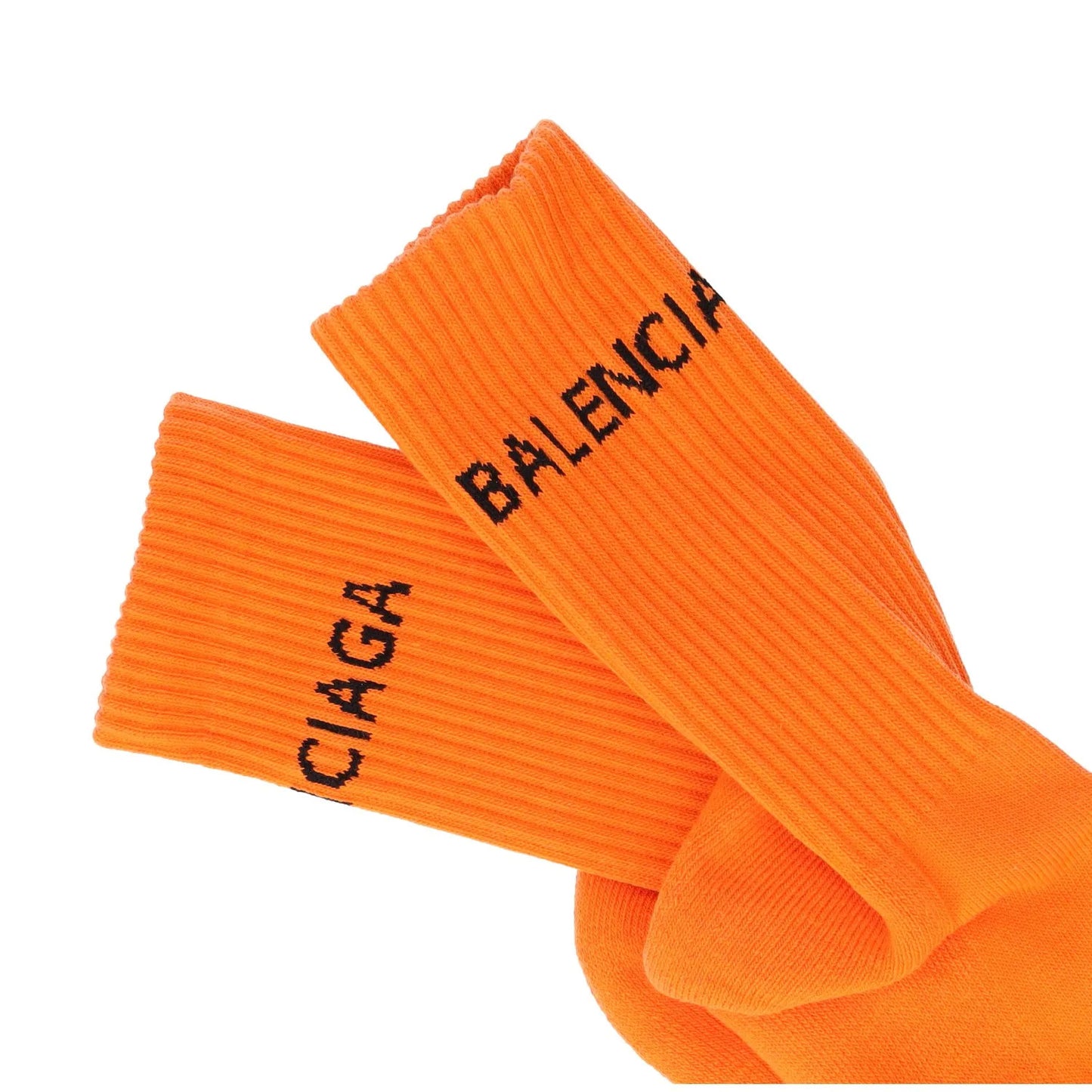 Balenciaga Mens Socks Orange Cotton Crew Mid Calf Ankle Logo Size M RRP 95 — View 5