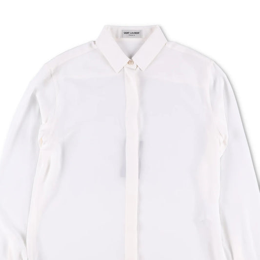 SAINT LAURENT Womens Blouse Long Sleeve Relaxed Fit White Size 36 RRP 660 — View 2
