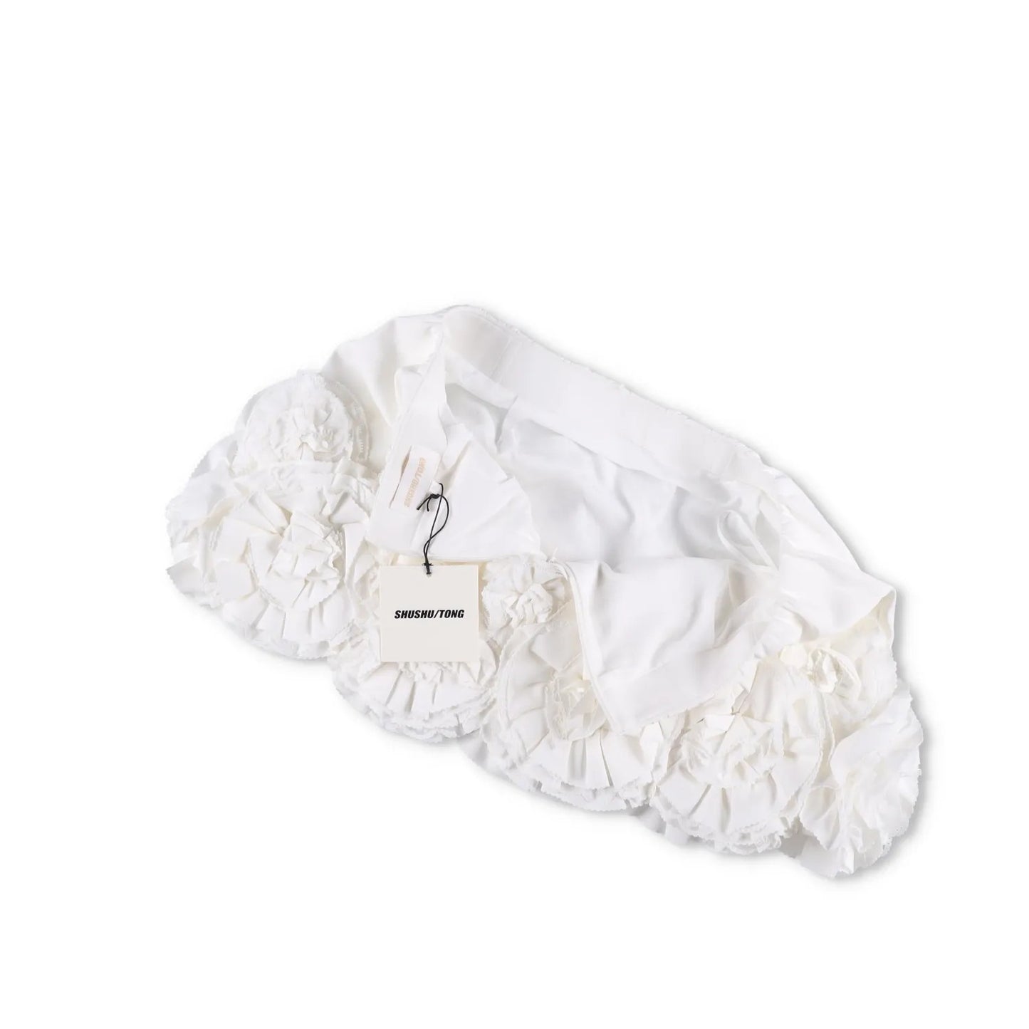 SHUSHU TONG Womens Floral Embellished Fluffy Mini Skirt White Size 12 RRP 510 — View 5