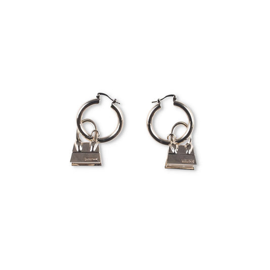 JACQUEMUS Les Creoles Chiquito Dangle Earrings Metallic Snap Closure OS RRP 165 — View 2