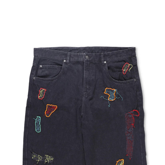 GLASS CYPRESS Men Straight Leg Jean Reconstructed Shredded Denim Black 36 RRP536 — View 2