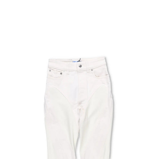 MUGLER Womens Skinny Jeans High Waist Tonal Inserts Split Hem White 34 RRP 575 — View 2