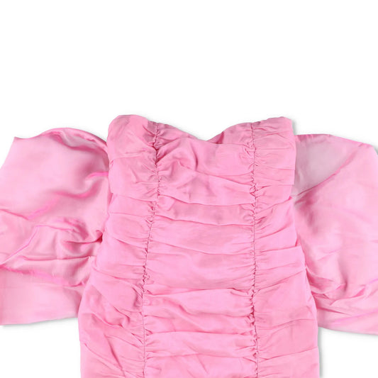 ROTATE Womens Sheer Satin Bow Mini Dress Bandaue Cameo Pink Size 36 RRP 380 — View 2