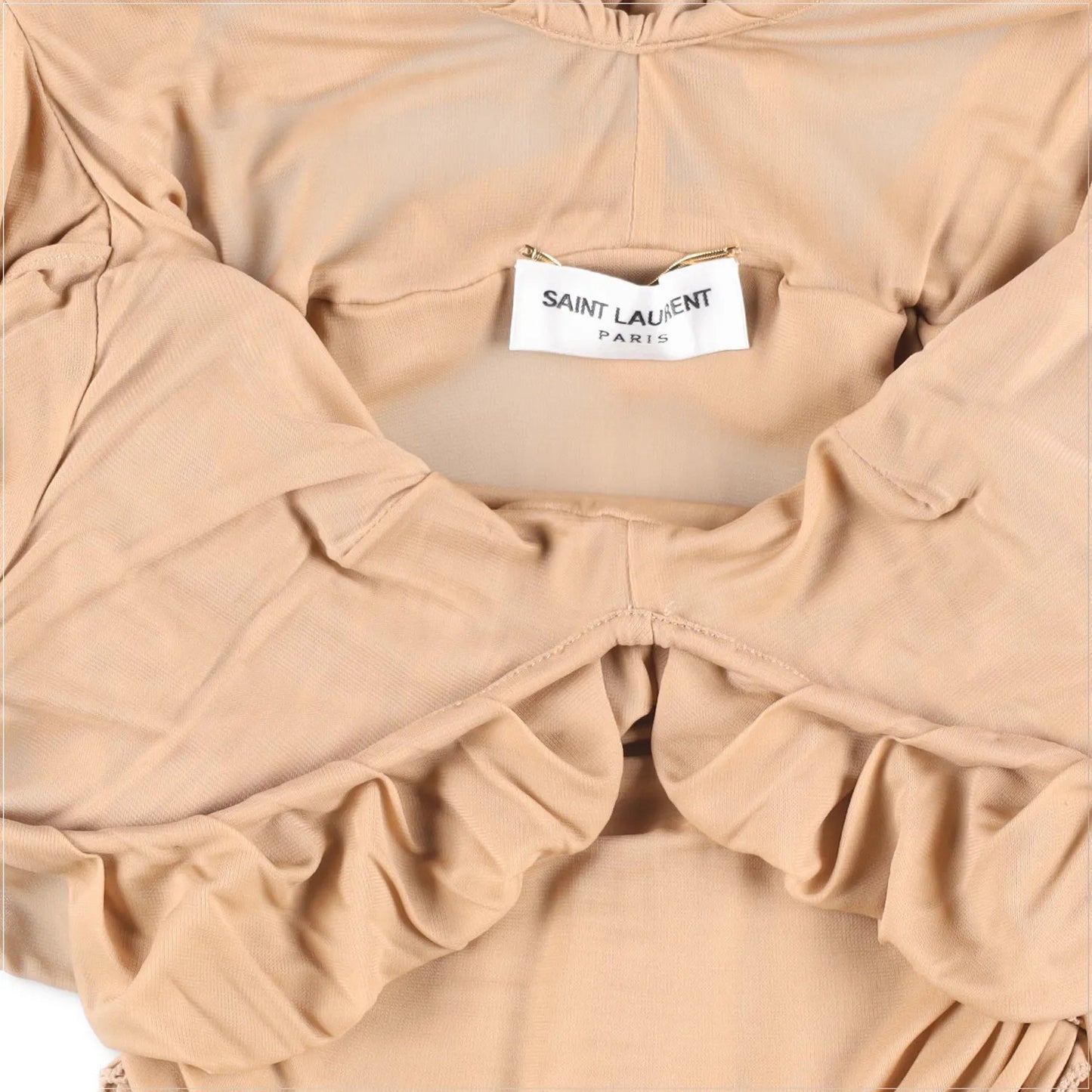 SAINT LAURENT Womens Slip Dress Mini V-Neck Long Sleeve Ruched Silk 34 RRP 2555 — View 7