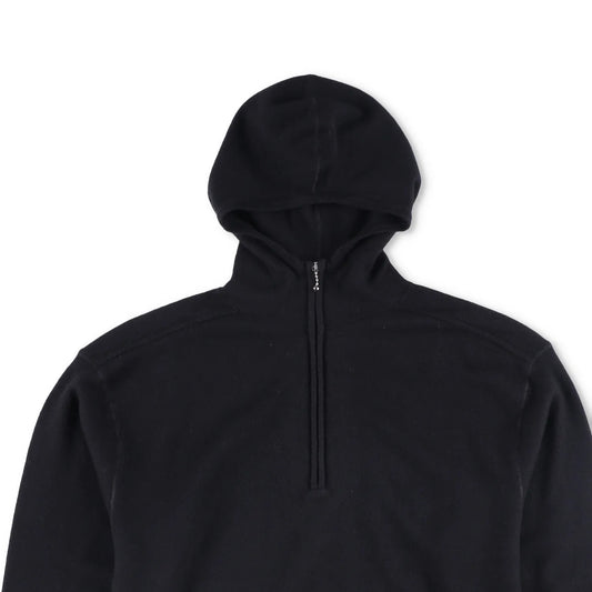 BURBERRY Mens Hoodie Quarter Zip Hooded Long Sleeve Black Wool Pullover M RRP990 — View 2