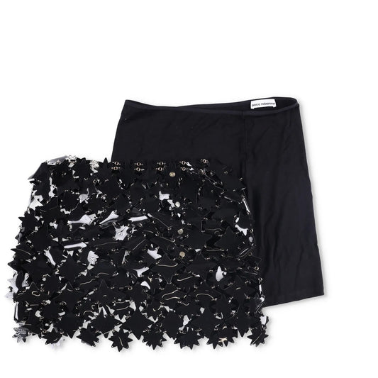PACO RABANNE Womens Skirt Black Skirt PVC Stars Hook Eye Closure Size 38 RRP1300 — View 2