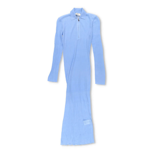 FENDI Womens Maxi Dress Collar Neck Long Sleeve Mesh Ribbd Silk Blue 40 RRP 2380 — View 2