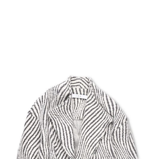 IRO PARIS Womens Kimono Jacket Wool Blend Grey White Striped Size 36 RRP 500 — View 2