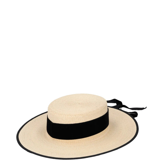 ELIURPI Womens Sun Hat Beige Straw Black Bow Accent And Trim Size M RRP 300 — View 2