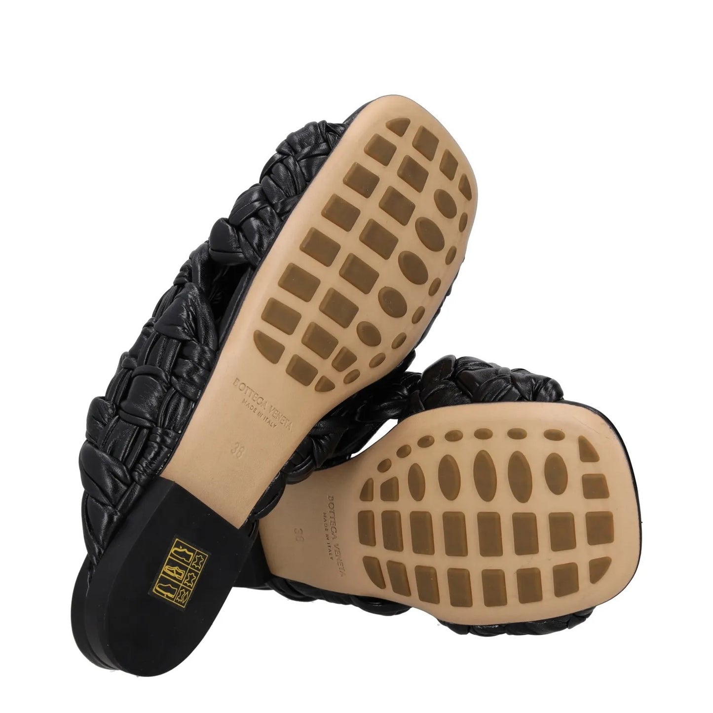 BOTTEGA VENETA Womens Slip On Sandals Black Leather Woven Flat UK 5 RRP 850 — View 8