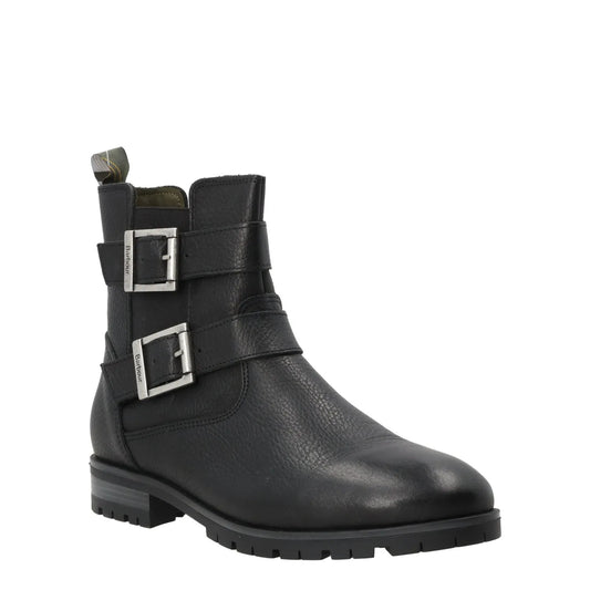 BARBOUR Womens Marina Ankle Boots Leather Black Two Silver Buckles UK 5 RRP 140 — View 2