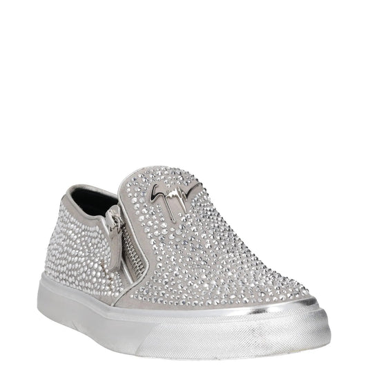 GIUSEPPE ZANOTTI Womens Trainers Silver Leather Embellished Low Top UK 3 RRP 400 — View 2