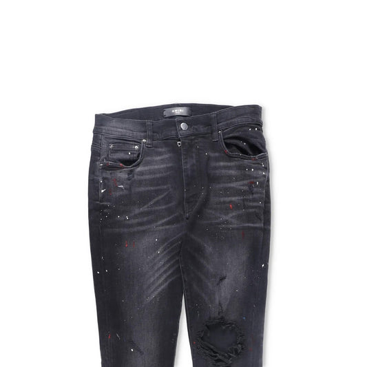 AMIRI Mens Skinny Jeans Cotton Blend Paint Splatter Distressed Black 31 RRP 745 — View 2