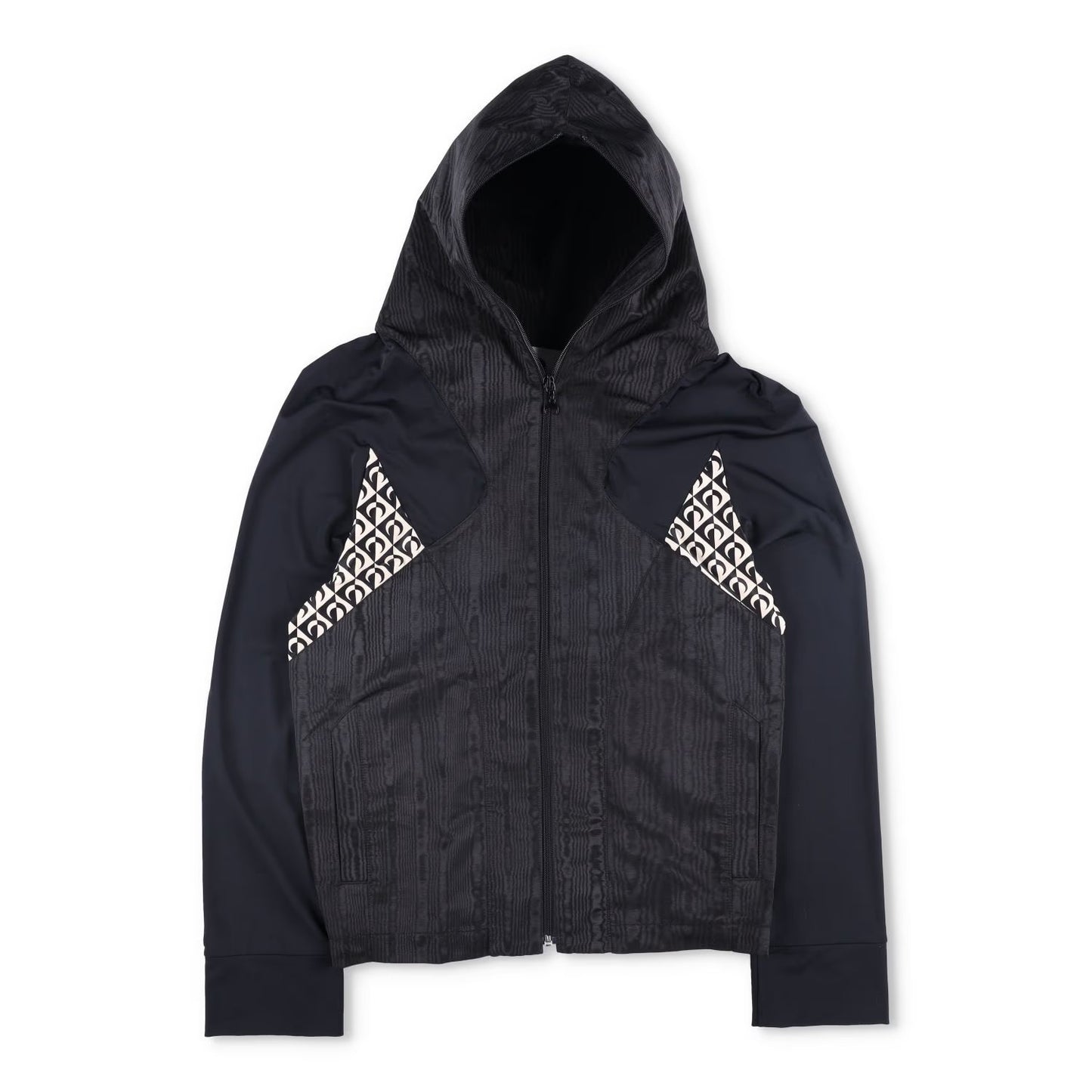 MARINE SERRE Womens Windbreaker Jacket Hooded Geometric Black Size M RRP 395