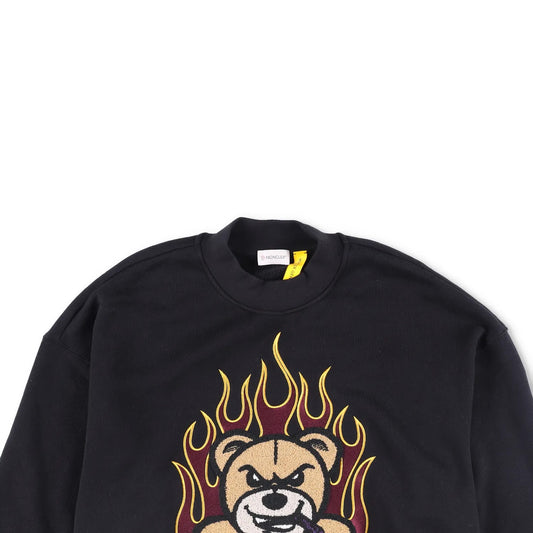 MONCLER GENIUS X Palm Angels Womens Bear Flames Sweatshirt Black XS RRP 565 — View 2