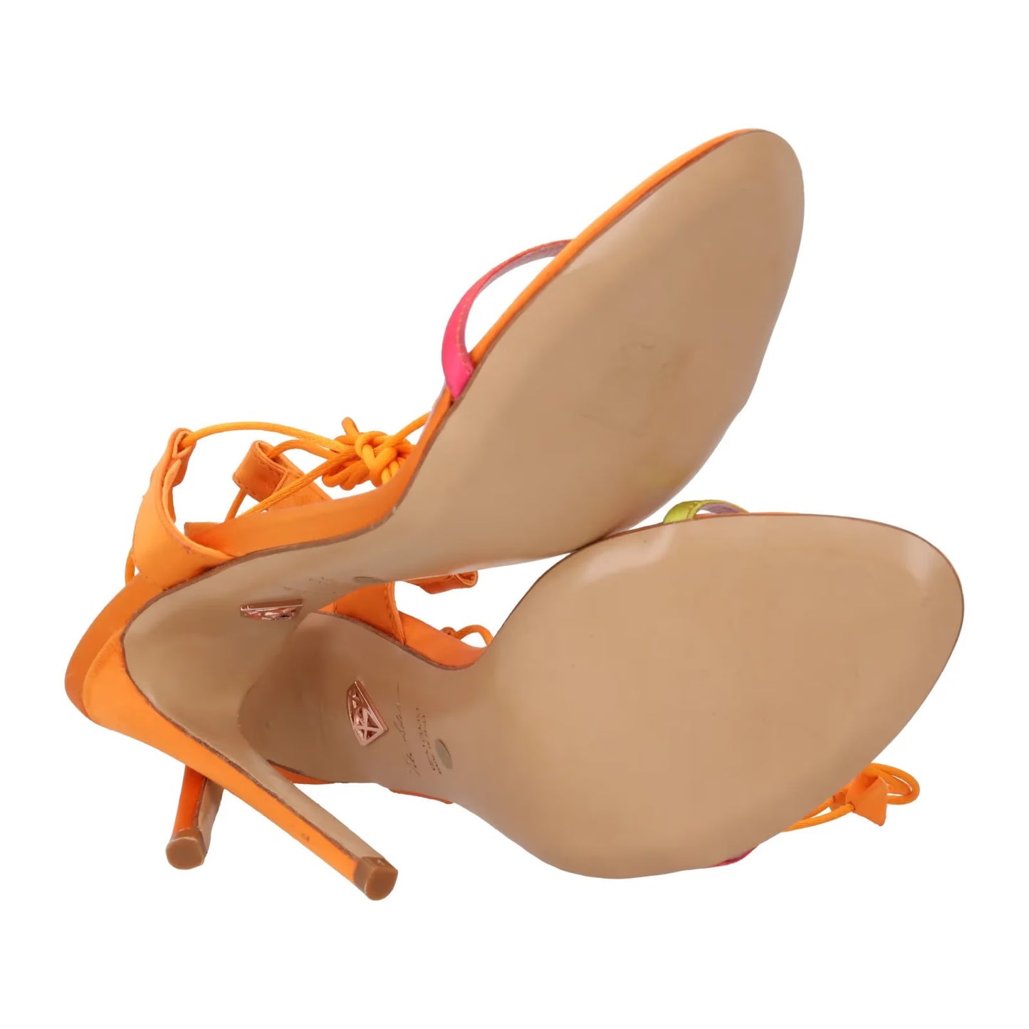 TITI ADESA Yara Strappy Sandals Orange Satin Leather High Heel EU 40 RRP 550 — View 10