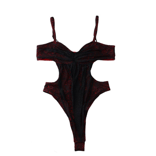 Y PROJECT Womens Ruched Cut-Out Lace Bodysuit Black One-Piece Lace UK10 RRP 315 — View 2