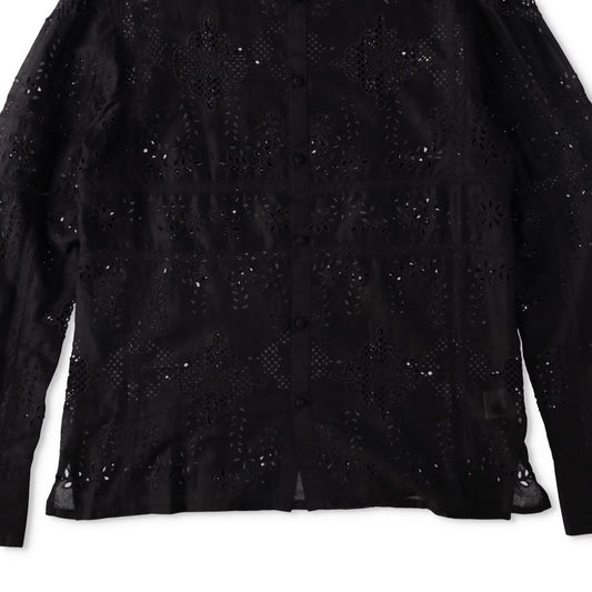 73 LONDON Mens Cut Work Broderie Long Sleeve Shirt Button-Up Black 42 RRP 443.9 — View 2