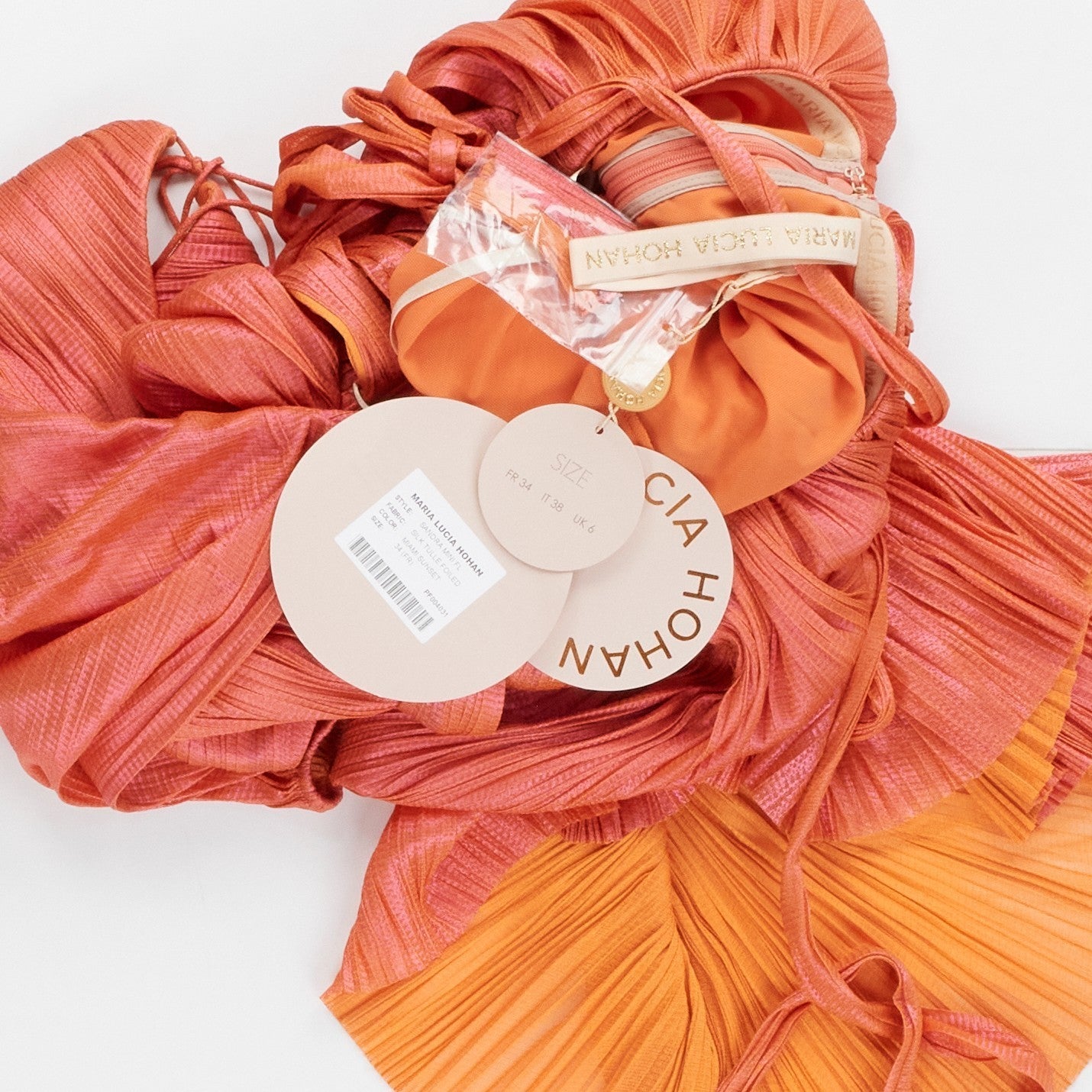 MARIA LUCIA HOHAN Sandra Mini Dress Orange Foiled Silk Size 34 RRP1850 — View 8
