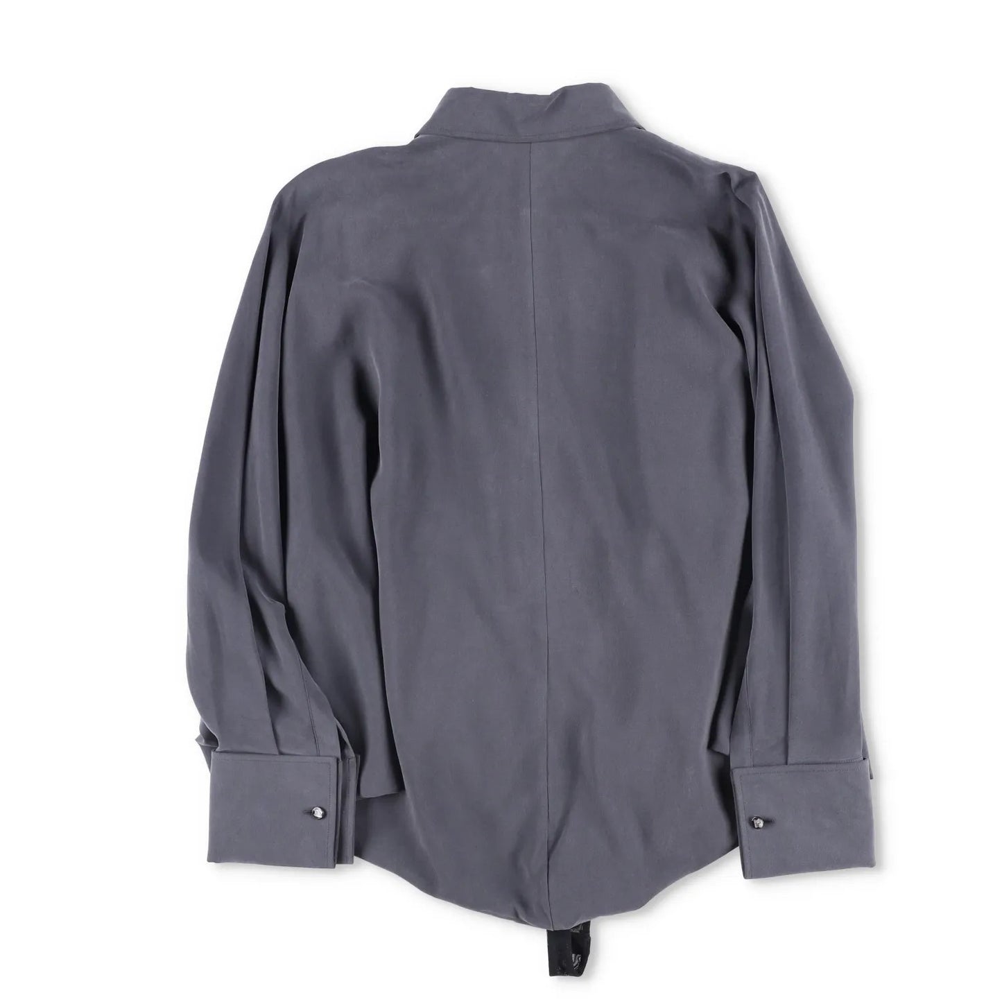 MAX MARA Womens Blouse Tempo Long Sleeve V-Neck Dark Grey Button Up UK 8 RRP 705 — View 5