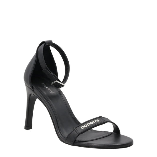 COPERNI Womens Skinny Strap Logo Sandals Leather Formal Heeled Black EU40 RRP450 — View 2