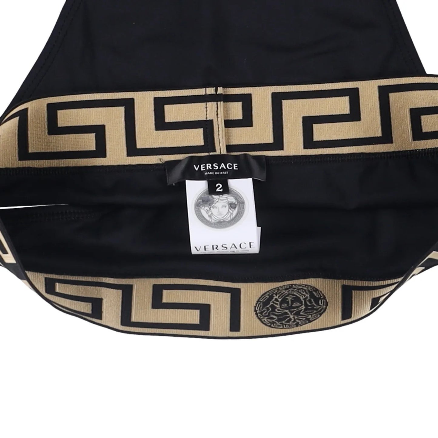 VERSACE Women E Bikini Bottoms Logo Elasticated Waistband Black Size S RRP 150 — View 4