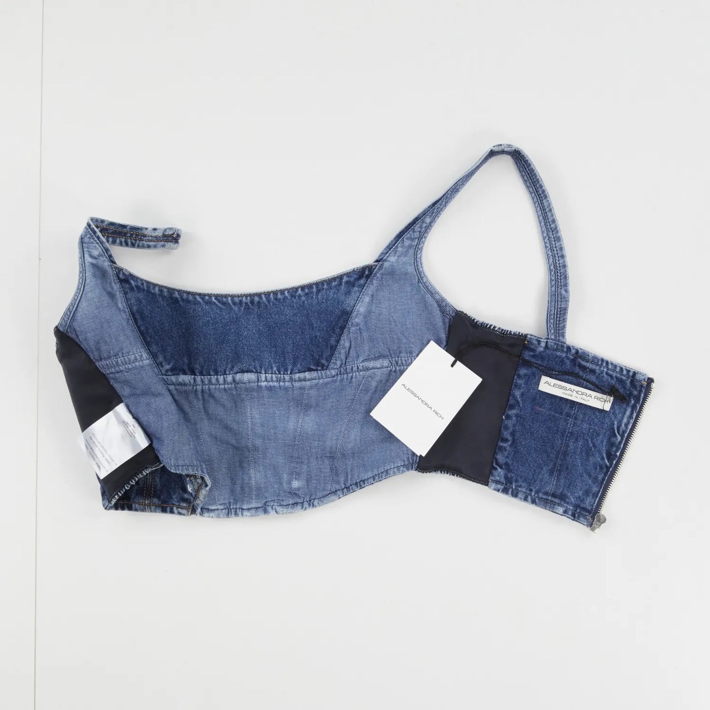 ALESSANDRA RICH Womens Vest Square Neck Sleeveless Hotfix Denim Blue 40 RRP715 — View 7