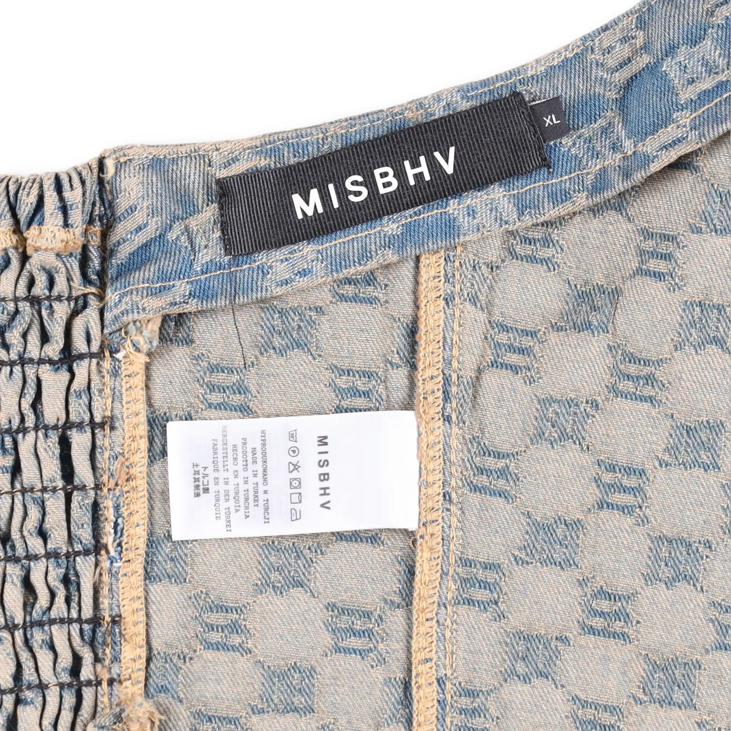 MISBHV Womens Jacquard Denim Monogram Corset Top Blue Cotton Size XL RRP 285 — View 8