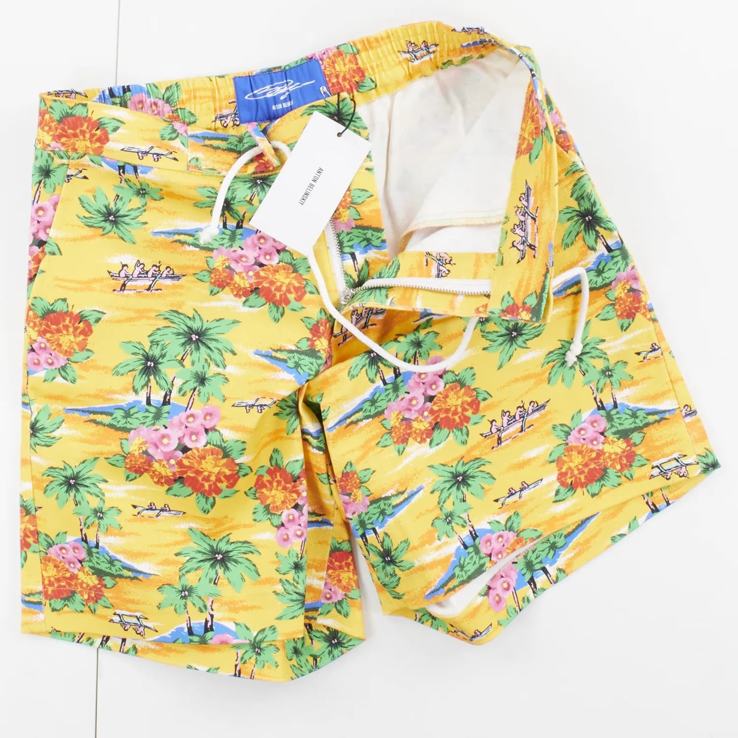 Anton Belinskiy Mens Printed Floral Bermuda Shorts Yellow Size S RRP 500 — View 6