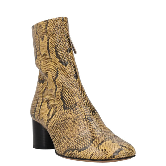 ISABEL MARANT Women Laeden Mid Heel Ankle Boots Printed Leather Beige 35 RRP 790 — View 2
