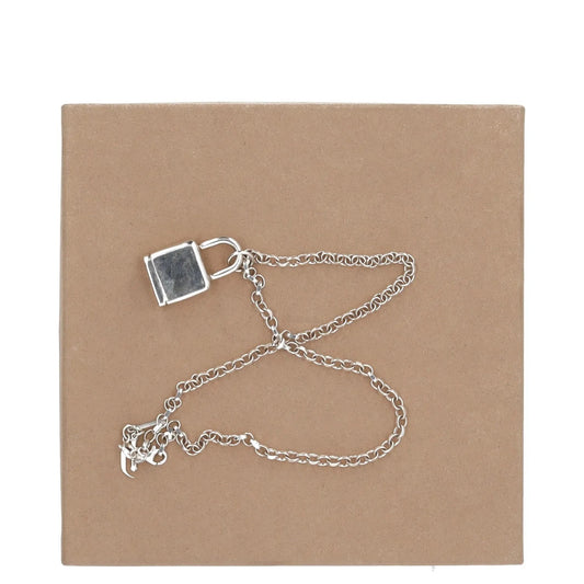 HATTON LABS Mens Chain Necklace Silver Lock Pendant Size 50 cm RRP 325 — View 2
