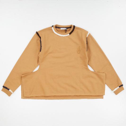 JW ANDERSON Asymmetric Contrast Stitch Crew Sweat Cotton Womens Tobbaco M RRP245 — View 2