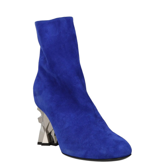 GIUSEPPE ZANOTTI Womens Ankle Boots Blue Leather Metallic Heel Zip UK 4 RRP 400 — View 2
